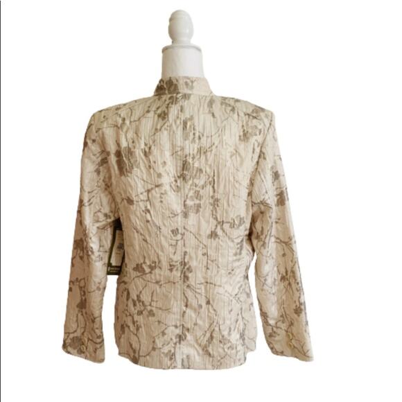 Erin London Blazer Jacket Cream Ivory Gold Floral Lightweight Jacket Medium NEW - Picture 4 of 14